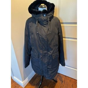 NWOT PERSONA by Marina Ronaldi Black Puffer Coat Fur Trimmed SZ 23/US 14W